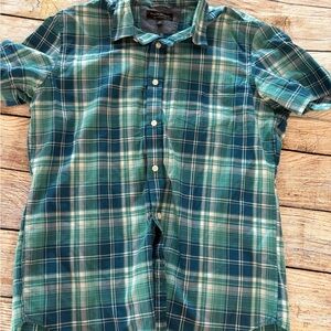 Banana Republic Teal and Navy Plaid Shirt